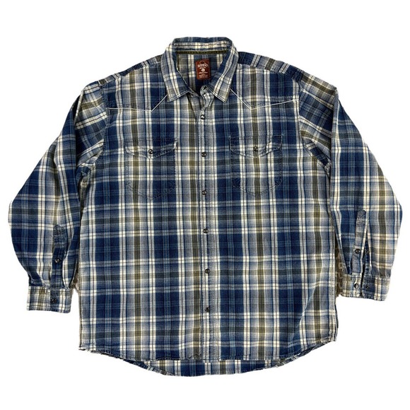 Redhead Men Blue Plaid Long Sleeve Button Snap Shirt Size XL‎ - Picture 1 of 7